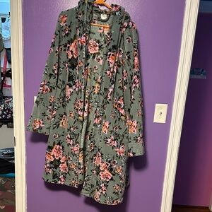 Vera Bradley teal and pink Floral Women's Robe very plush plus size 2x/3x